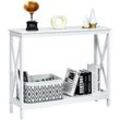 Table Console d'Appoint Industrielle à 2 Niveaux, Meuble pour Entrée, Couloir, Salon, 100 x 30 x 80 cm (Blanc) - Costway