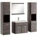 Badezimmer Badmöbel-Set Montreal xl 60cm Waschbecken Grau Eiche - Unterschrank Hochschrank Waschtisch Möbel