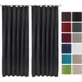 Beautissu - 2er Set Kräuselband Amelie Nora blackout 140x245cm Schwarz