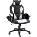 Homcom - Bürostuhl Massagesessel Gaming Stuhl Wärmefunktion 6 Vibrationspunkte mit Massagefunktion pu Schwarz + Weiß 68 x 69 x 108-117cm