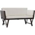 Outsunny Polyrattan Gartensofa 2 Sitzer Gartenmöbel Loungesofa Gartenbank Gartenliege klappbar Armlehnen Stahl Braun 129 x 63 x 67 cm