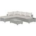 3-tlg. Polyrattan Gartenmöbel Set Gartengarnitur Garten-Set Sitzgruppe Loungeset Loungemöbel mit Beistelltisch Kissen Grau+Beige - Outsunny