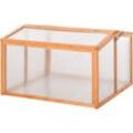 Frühbeet Treibhaus Gewächshaus Frühbeetkasten Pflanzenbeet mit Abdeckung aus Holz und Polycarbonat wetterfest Orange 90 x 80 x 58 cm - Outsunny