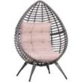 Rattansessel in Tropfenform 101 cm x 89 cm x 156 cm - Grau+Beige - Outsunny