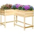 Hochbeet Holz Pflanzkasten mit Bewässerungssystem Vliesstoff Blumenkasten Blumentopf Kräuterbeet Natur 122 x 91 x 81 cm - Outsunny