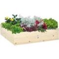 Hochbeet aus Holz Gartenbeet mit Vliesstoff Pflanzkübel Pflanzkasten Kräuterbeet für Balkon Garten Natur 117 x 117 x 30 cm - Outsunny