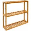 Dunedesign - Bambus Wandregal - 60x54x15cm - Bad Küche Hängeregal Holz - Badregal Küchenregal - braun