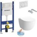 Pack wc Duofix Vorwandelement + Vitra Sento Rim-Ex weiße Schüssel + Absenkautomatik WC-Deckel + Weiße Platte