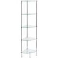 Floordirekt - Glas-Eckregal Diana 5 Ebenen 30 x 30 x 134 cm - Silber