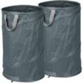 Laubsack selbstaufstellend, 2er Set, 120 l, Pop Up Gartensack mit 3 Griffen, UV-beständig, wasserdicht, grau - Relaxdays