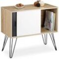 Relaxdays - Sideboard Retro, Kommode mit Schiebetüren, Anrichte aus Holz und Metall, hbt: 70 x 80 x 40 cm, schwarz-weiß