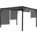 Hegele - Pergola Beja, Garten Pavillon Terrassenüberdachung, stabiles 6cm-Stahl-Gestell + Schiebedach grau 4x4m