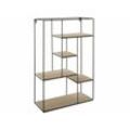 Wandregal Heller Holzfarbton Schwarz mdf Platte Pulverbeschichtetes Metall 60 x 21 x 13 cm Loft Stil Trendy Fächer Viel Stauraum Wohnzimmer