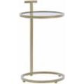 Beistelltisch Gold Sicherheitsglas und Eisen Rund ⌀ 40 cm mit Glasplatte Metallgestell C-Form Griff Salon Wohnzimmer Diele Flur Bad Esszimmer