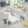 Vimoda - Kinderteppich Teppich Kinderzimmer Babyteppich mit lächelndem Dinosaurier für Mädchen und Jungs ,120x170 cm