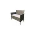 Rattanbank 2 Sitzer Braun Greta 103x59x85cm Gartenbank inkl Sitzkissen - Trendline