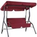 Casaria - Hollywoodschaukel 2-Sitzer mit Dach Polster Outdoor Balkon Terrasse Garten Schaukel Schaukelbank 140 cm rot