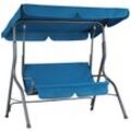 Hollywoodschaukel 2-Sitzer mit Dach Polster Outdoor Balkon Terrasse Garten Schaukel Schaukelbank 140 cm blau - Casaria