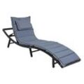 Poly Rattan Sonnenliege Gartenliege xxl Strandliege Freizeitliege Relaxliege Schwarz