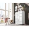 Schubladen Kommode Sideboard Tower marbella in Hochglanz weiß Höhe 91 Breite 65 Tiefe 32 cm Made in Germany - Weiß - Bmg Möbel