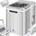 Eiswürfelbereiter Eiswürfelmaschine Edelstahl Ice Maker 12 kg 24 h Zubereitung in 7 min 2.2 Liter Wassertank 2 Eiswürfel-Größen Silber - Kesser