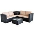 Mucola - xxl PolyRattan Sitzgruppe Garten Sofa Sitzgarnitur Gartenset Schwarz Auflagenbox