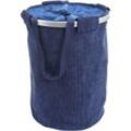 Wäschesammler HHG 750, Laundry Wäschekorb Wäschesack Wäschebehälter mit Kordelzug, Henkel 55x39cm 65l cord blau