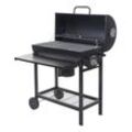 Grillwagen HHG 351, Holzkohlegrill Standgrill Gartengrill mit Deckel Ablage, Stahl 103x93x70cm schwarz