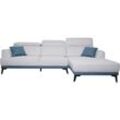 Sofa HHG 520, Couch Ecksofa L-Form 3-Sitzer, Liegefläche Nosagfederung Taschenfederkern verstellbar 277cm rechts, hellgrau