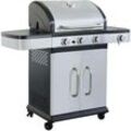 Gasgrill mit drei Brennern 117 x 56 x 112 cm aus grau und schwarz lackiertem Stahl - Siderno