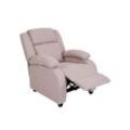 Fernsehsessel Glasgow, Relaxsessel Liege Sessel, Stoff/Textil ~ creme-grau