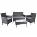 Poly-Rattan Garten-Garnitur MCW-D82, Sitzgruppe Lounge-Set ~ schwarz mit Kissen anthrazit