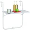 Relaxdays - Balkon Hängetisch, klappbar, 3-Fach höhenverstellbar, Tischplatte in Holzoptik, b x t: 59,5 x 35,5 cm, weiß