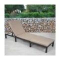 Poly-Rattan Sonnenliege MCW-A51, Relaxliege Gartenliege Liege ~ Basic anthrazit, Kissen creme