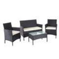 Poly-Rattan Garten-Garnitur MCW-D82, Sitzgruppe Lounge-Set ~ schwarz mit Kissen creme