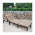 Poly-Rattan Sonnenliege MCW-A51, Relaxliege Gartenliege Liege ~ Premium anthrazit, Kissen creme