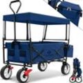 KESSER® Bollerwagen faltbar mit Dach Handwagen Transportkarre Gerätewagen inkl. 2 Netztaschen und Einer Außentasche klappbar Vollgummi-Reifen bis 100 kg Tragkraft Mit Vorderrad-Bremse