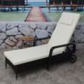 Poly-Rattan Sonnenliege Cesena, Relaxliege Gartenliege Liege, Alu ~ anthrazit, Kissen beige