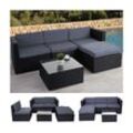 Poly-Rattan-Garnitur MCW-D28, Gartengarnitur Sofa Set ~ anthrazit, Polster grau ohne Deko-Kissen/Abdeckung