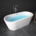 TroniTechnik® Freistehende Badewanne PIPERI Maße ca. 168 x 80 x 60cm Wanne - Füllmenge 210 Liter, aus Acryl mit Siphon