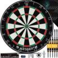 KESSER® Dartscheibe kork mit 9 Dartpfeile Professional Dartboard + 21 Pro Flights + Zubehör Steeldart Offizielles Dartscheibe 9 Pfeilen Metallspitze Profi Steeldartscheibe - Dartboard inkl. Montageset