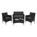 Poly-Rattan Garnitur MCW-F55, Balkon-/Garten-/Lounge-Set Sofa Sitzgruppe ~ braun, Kissen dunkelgrau