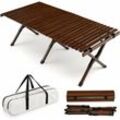 Costway - Aufrollbarer Campingtisch aus Bambus, klappbarer Picknicktisch mit Tragetasche, tragbarer Klapptisch für Camping, Grillen, Picknick, Garten