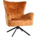 Lounge-Sessel HHG 262, Cocktailsessel Polstersessel Relaxsessel, drehbar, vintage Samt Metall gold-braun