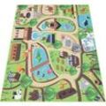 Paco Home - Kinder-Teppich Für Kinderzimmer, Spiel-Teppich, Zoo Mit Tiger, Bär, Löwe, Bunt 160x220 cm