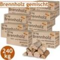 Flameup - Brennholz Gemischt Kaminholz 240 kg Buche Eiche Birke Kiefer Fichte Holz Für Ofen und Kamin Kaminofen Feuerschale Grill Feuerholz 25 cm