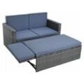 Gartenmöbel Polyrattan Sitzgruppe Lounge Gartensofa Essgruppe Set Anthrazit-Grau