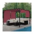 Pergola Beja, Garten Pavillon Terrassenüberdachung, stabiles 6cm-Stahl-Gestell + Schiebedach bordeaux-rot ~ 3x4m