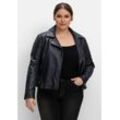 Kurze Lederjacke aus Lammnappa, im Biker-Stil, nachtblau, Gr.40