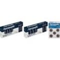 Hanseatic 25 Stück Batterie Mix Set Batterie, (25 St), 1x 10 AA + 1x 10 AAA + 1x 5 CR 2025, blau